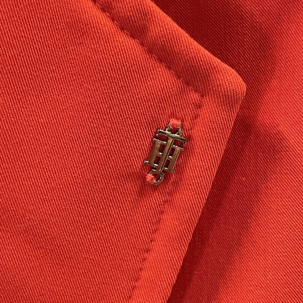 Tommy Hilfiger Womens 12 Blazer Classic Red 2 Button Silver Lapel‎ Logo Lined - Picture 9 of 10